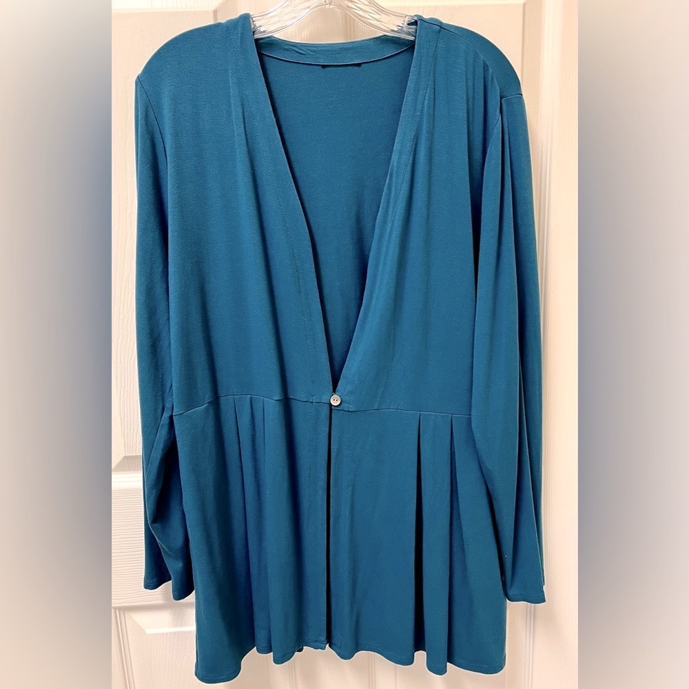 J Jill Wearever Collection Knit Pleated Peplum Jacket, XL